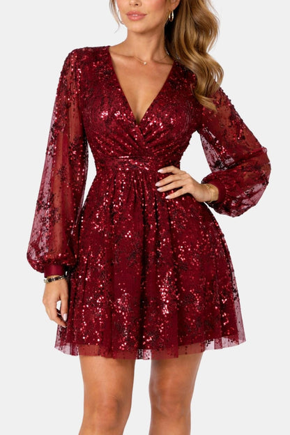 Glittering Women's Long Sleeve Party Dress - Olytrend