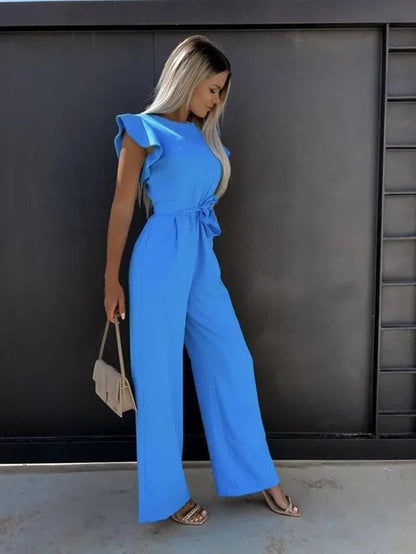 Jumpsuit with Ruffles - Evora-Blue-S-The Livary