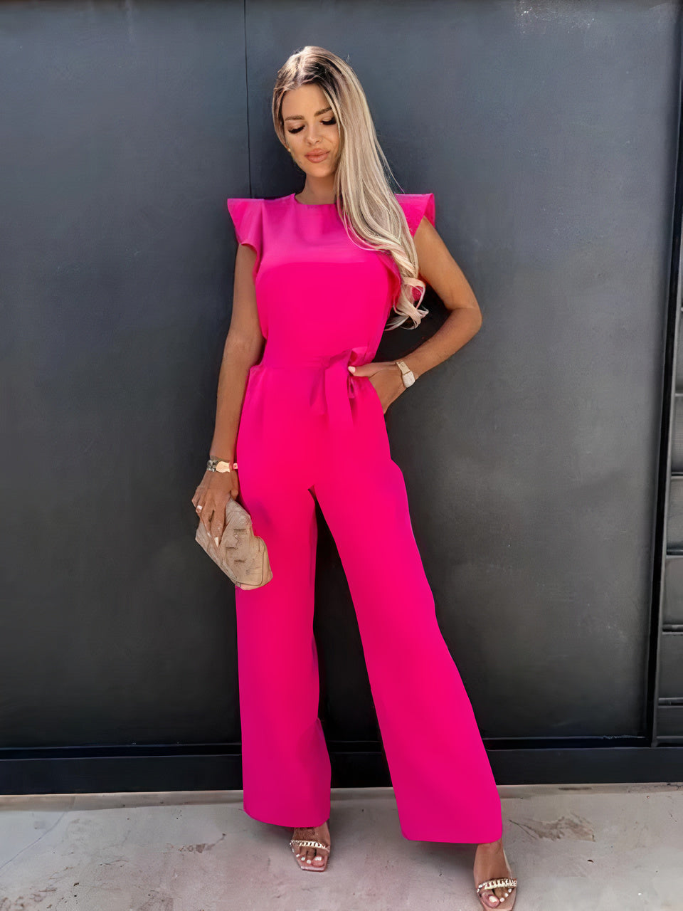 Sleeveless Belted Jumpsuit for Women - Pexav