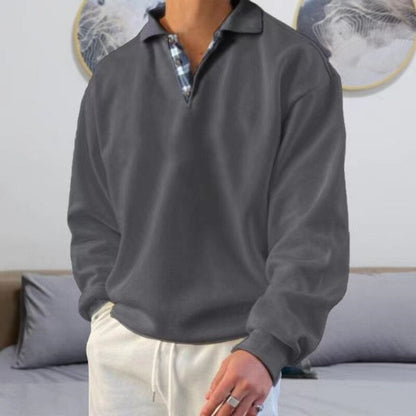 Relaxed Fit Men's Classic Polo Sweater