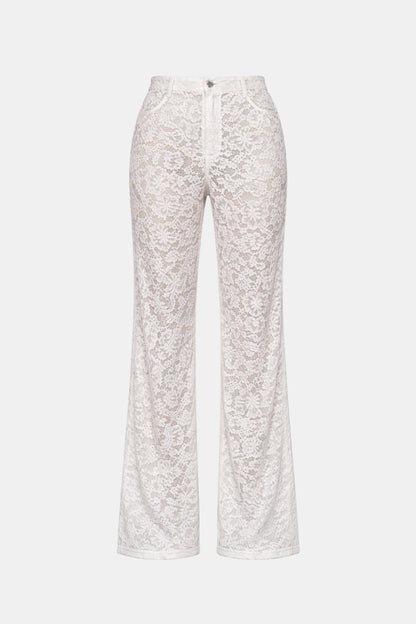 Image of Karen | Women's High-Waisted Lace Flare Pants