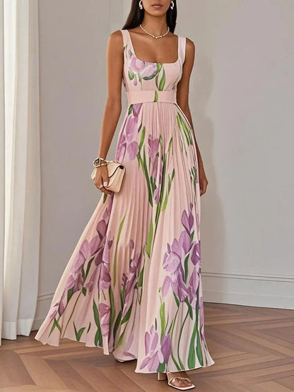 Image of Karen | Women's Sleeveless Pleated Maxi Dress