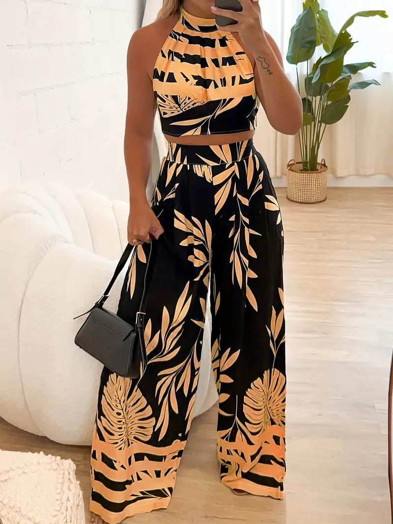 Chic Summer Women's 2 Piece Halter Top Set - Olytrend