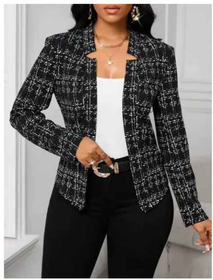 Relaxed Fit Open Front Women's Blazer Top - Olytrend
