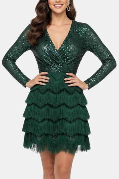 Image of Kathleen | Women's V-Neck Sequin Mini Dress