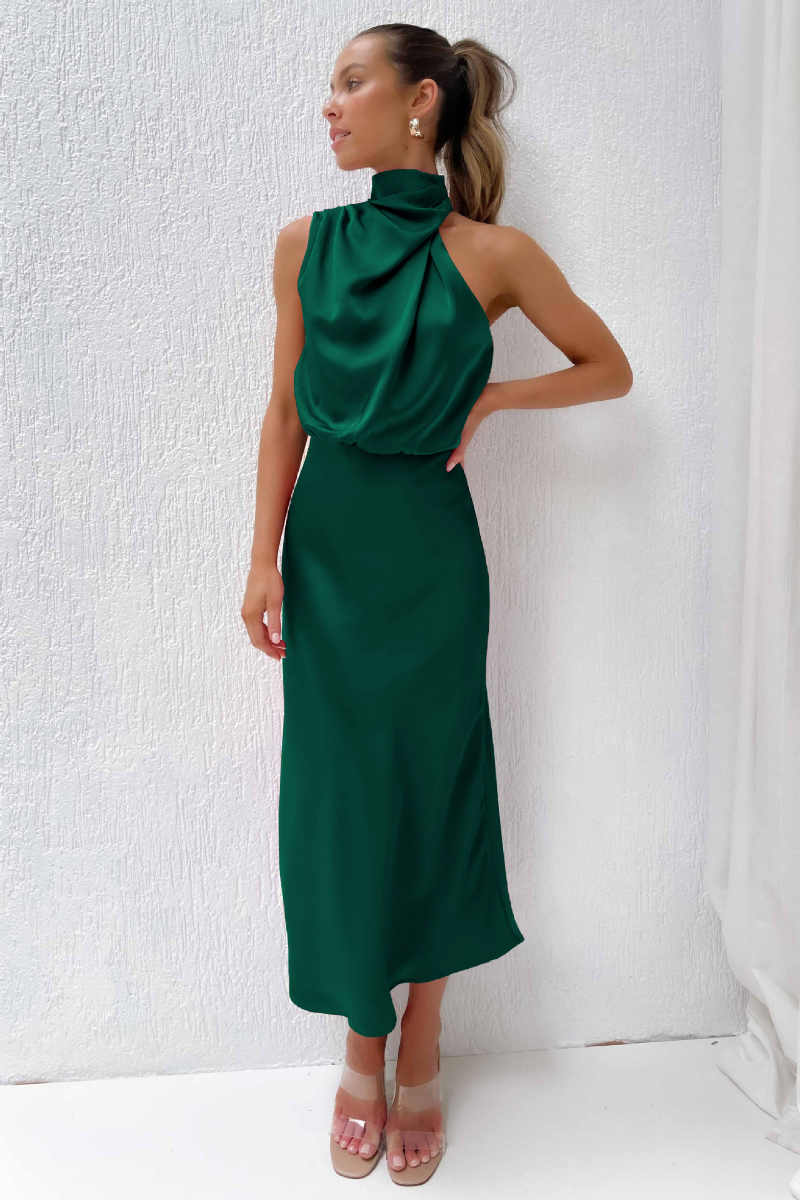 Chic Sleeveless High Neck Midi Dress for Women - Olytrend