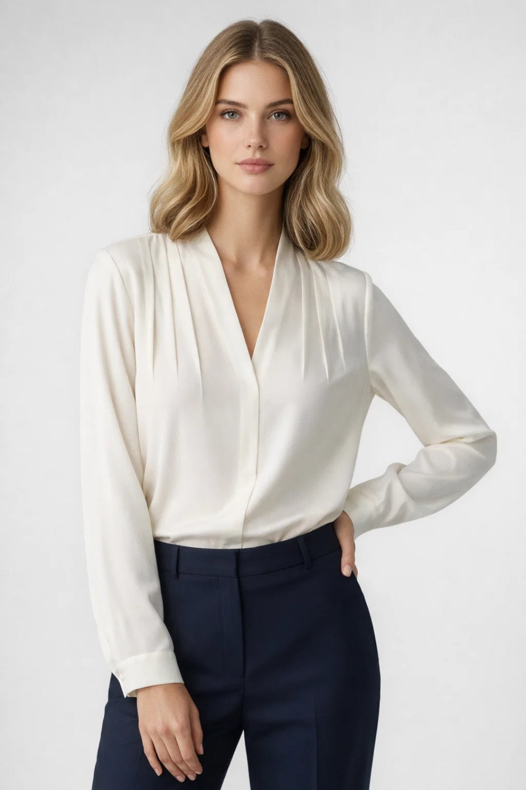 Ladies Classic Ruffle Button Down Shirt - Olytrend
