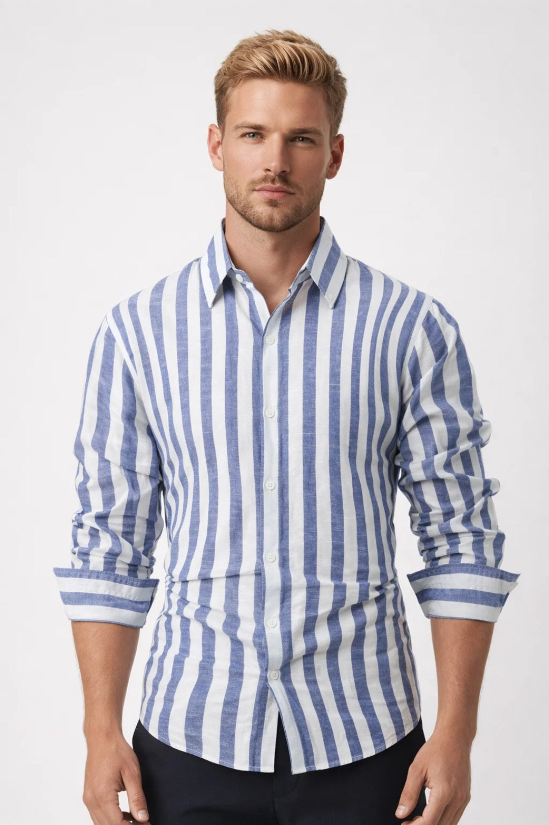 Classic Men's Striped Dress Shirt - Olytrend