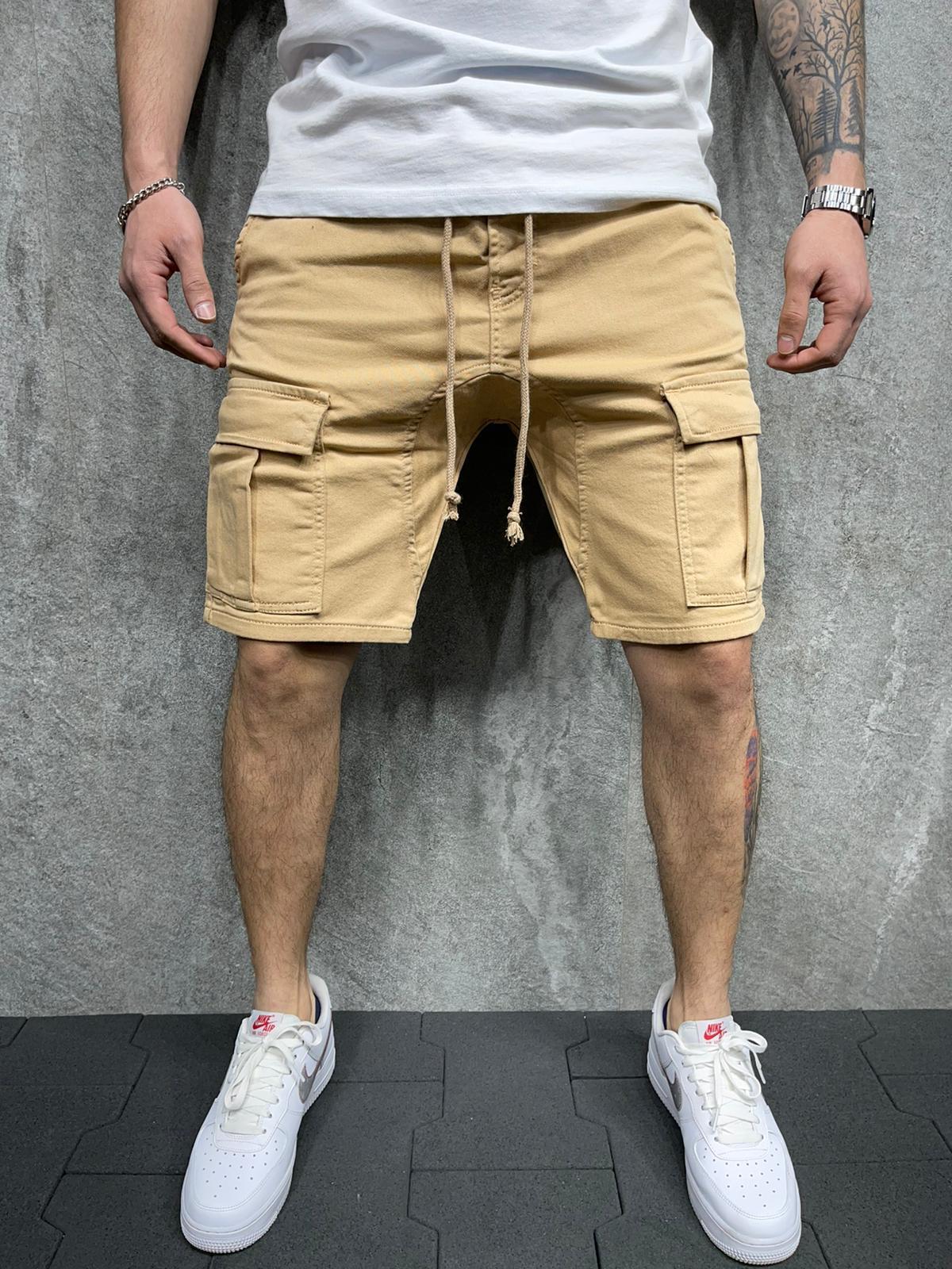 Relaxed Fit Cargo Shorts with Elastic Waist