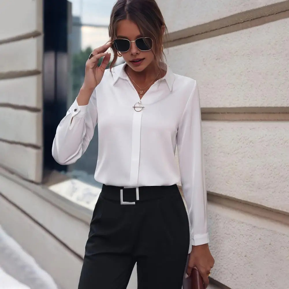 Classic Ladies Casual Button Down Shirt - Olytrend