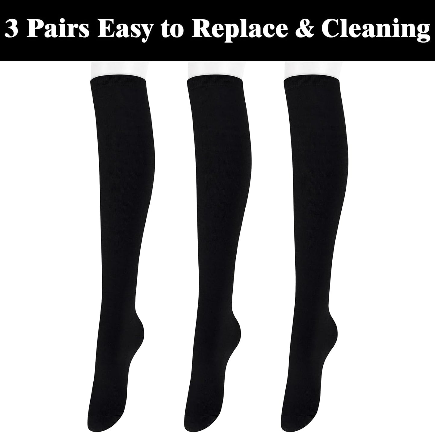 Knee High Socks - Lilac-3 Pairs Black-Nora Luxe