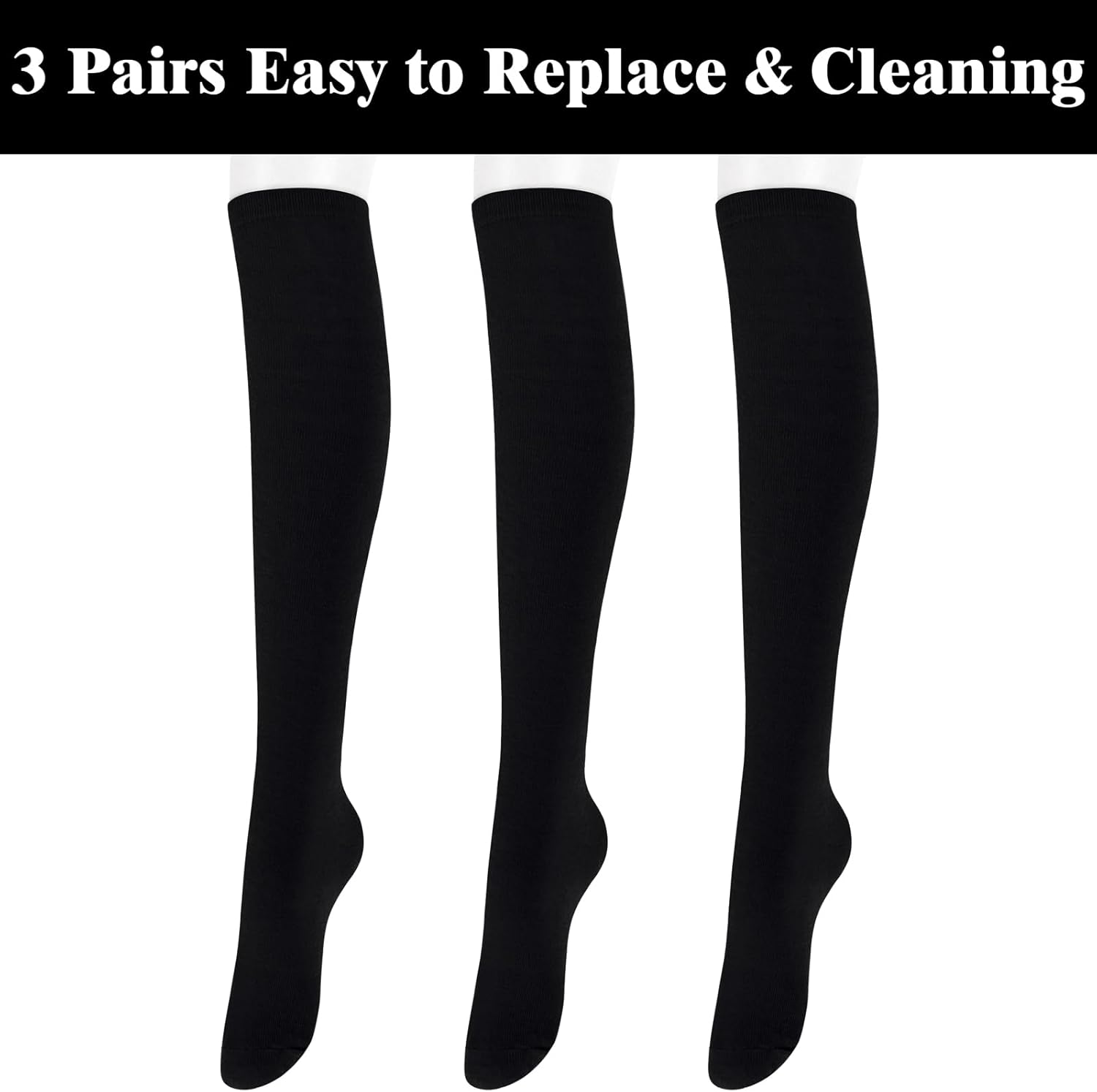 Knee High Socks - Lilac-3 Pairs Black-Nora Luxe