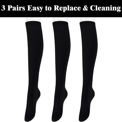 Knee High Socks - Lilac-3 Pairs Black-Nora Luxe
