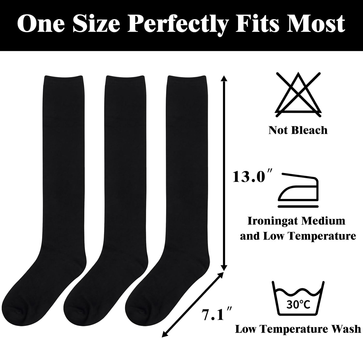 Knee High Socks - Lilac-3 Pairs Black-Nora Luxe