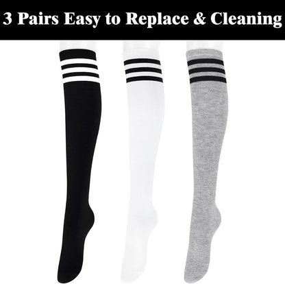 Knee High Socks - Lilac-3 Pairs Black-Nora Luxe