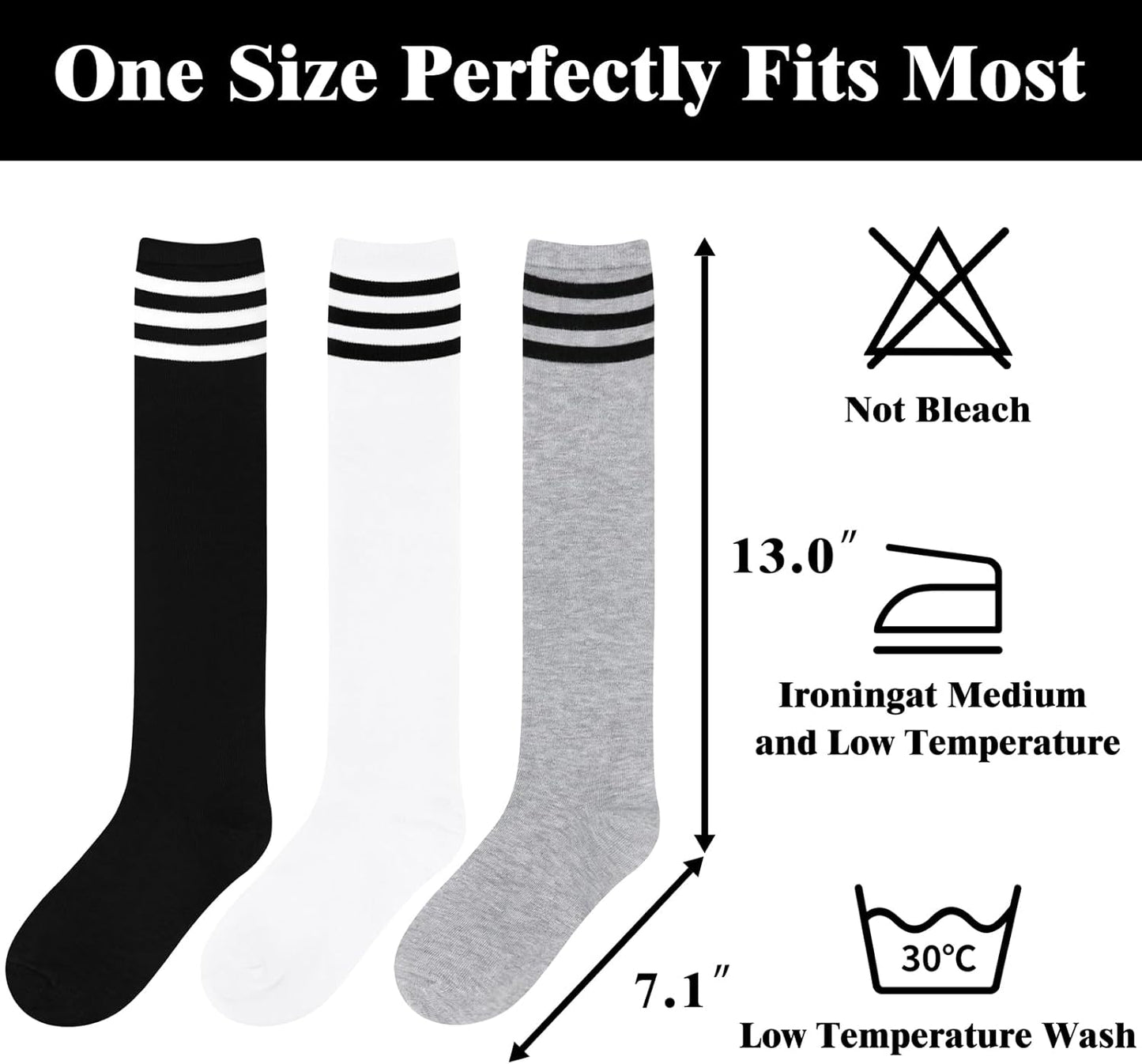 Knee High Socks - Lilac-3 Pairs Black-Nora Luxe