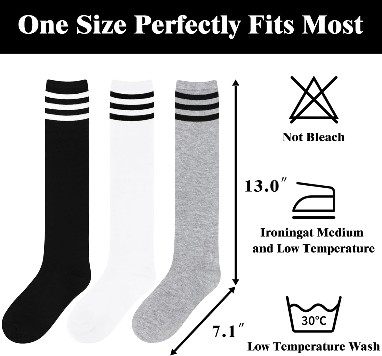 Knee High Socks - Lilac-3 Pairs Black-Nora Luxe