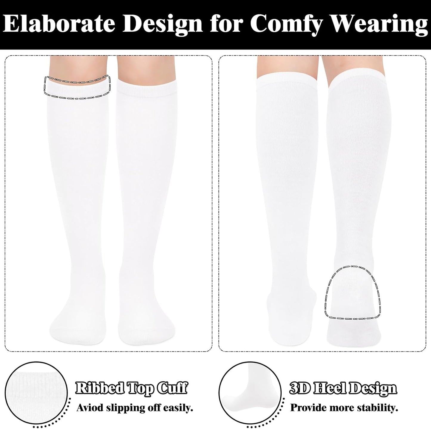 Knee High Socks - Lilac-3 Pairs Black-Nora Luxe