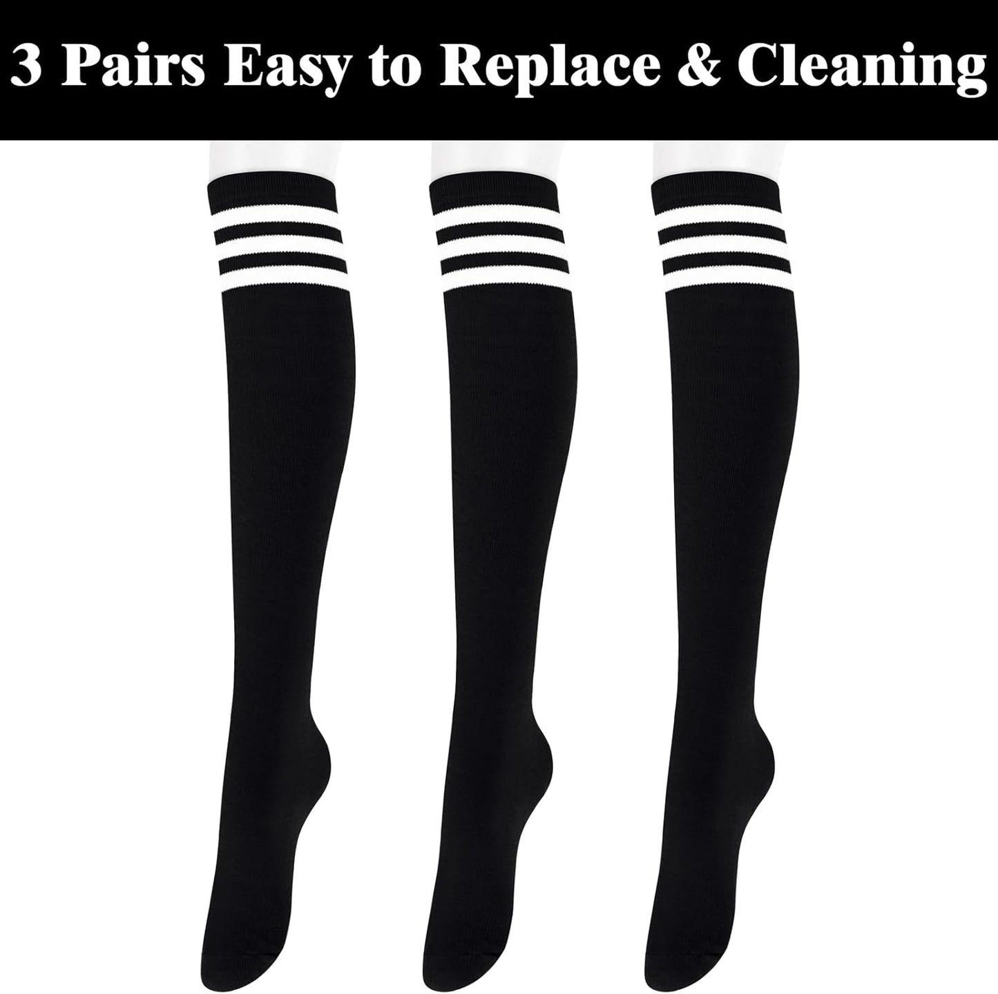 Knee High Socks - Lilac-3 Pairs Black-Nora Luxe