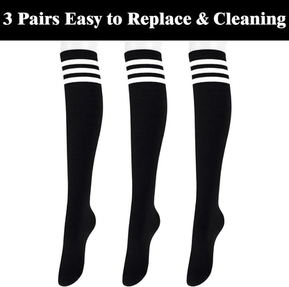 Knee High Socks - Lilac-3 Pairs Black-Nora Luxe