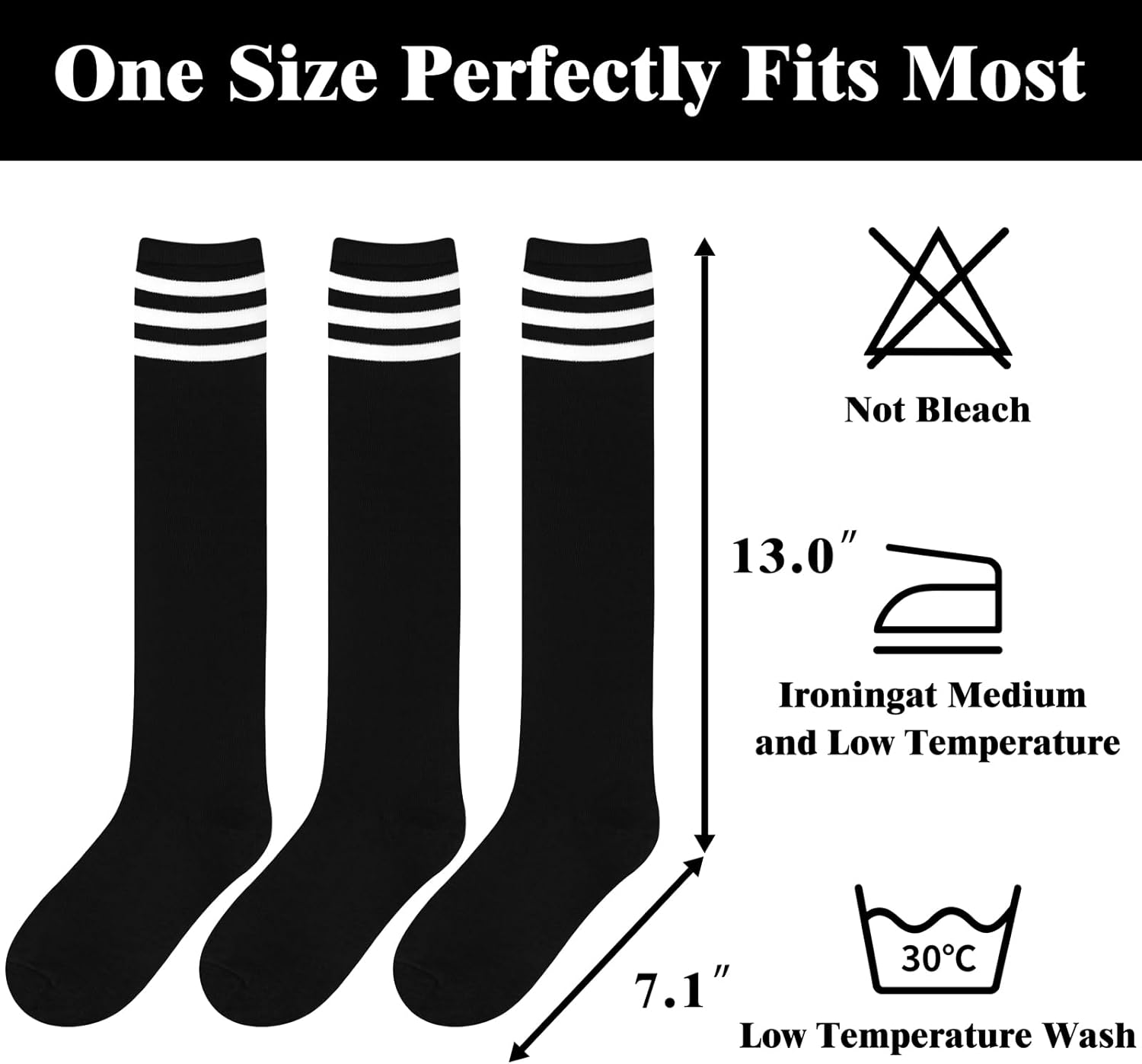 Knee High Socks - Lilac-3 Pairs Black-Nora Luxe
