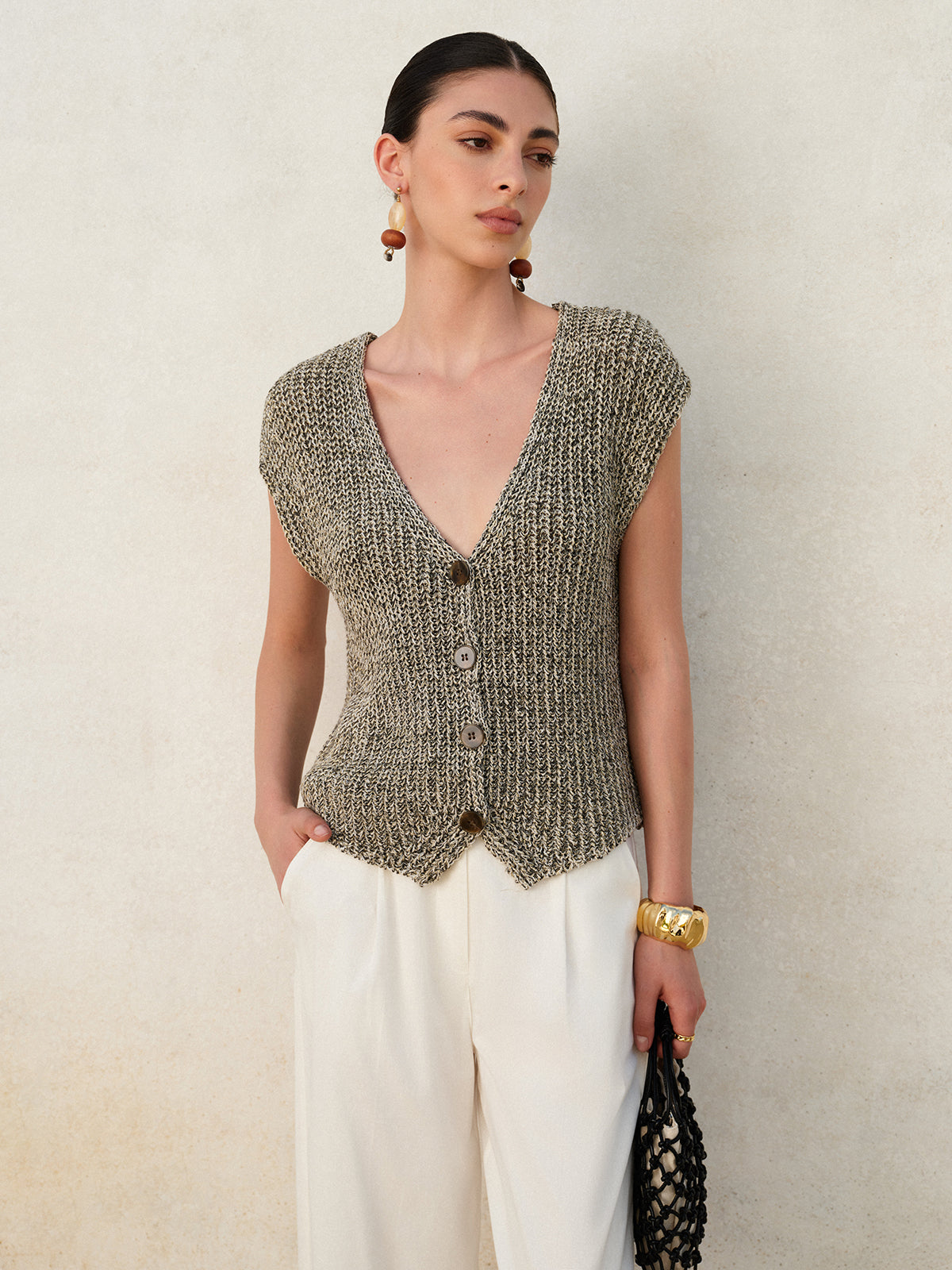 Cozy Button Front Sweater Vest
