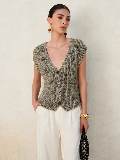 Cozy Button Front Sweater Vest