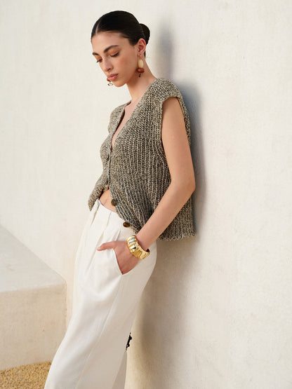 Cozy Button Front Sweater Vest