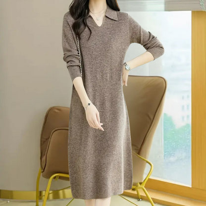 Knit Midi Dress - Mirelle-Khaki-Nora Luxe