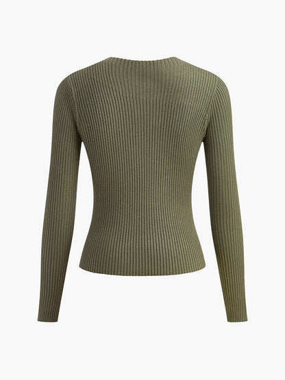 Casual Textured Crew Neck Tunic Top