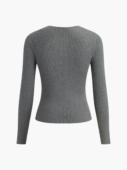 Casual Textured Crew Neck Tunic Top
