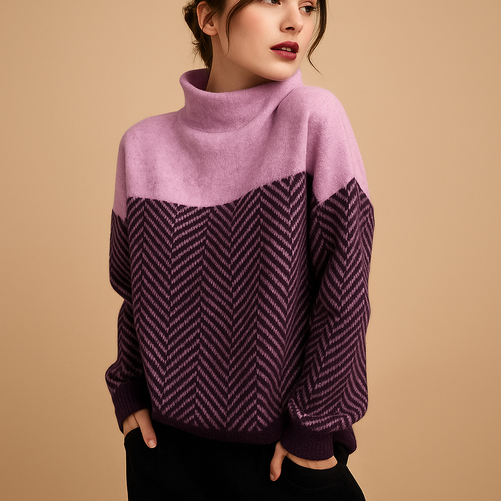Women's Classic Herringbone Knit Sweater - Nocini