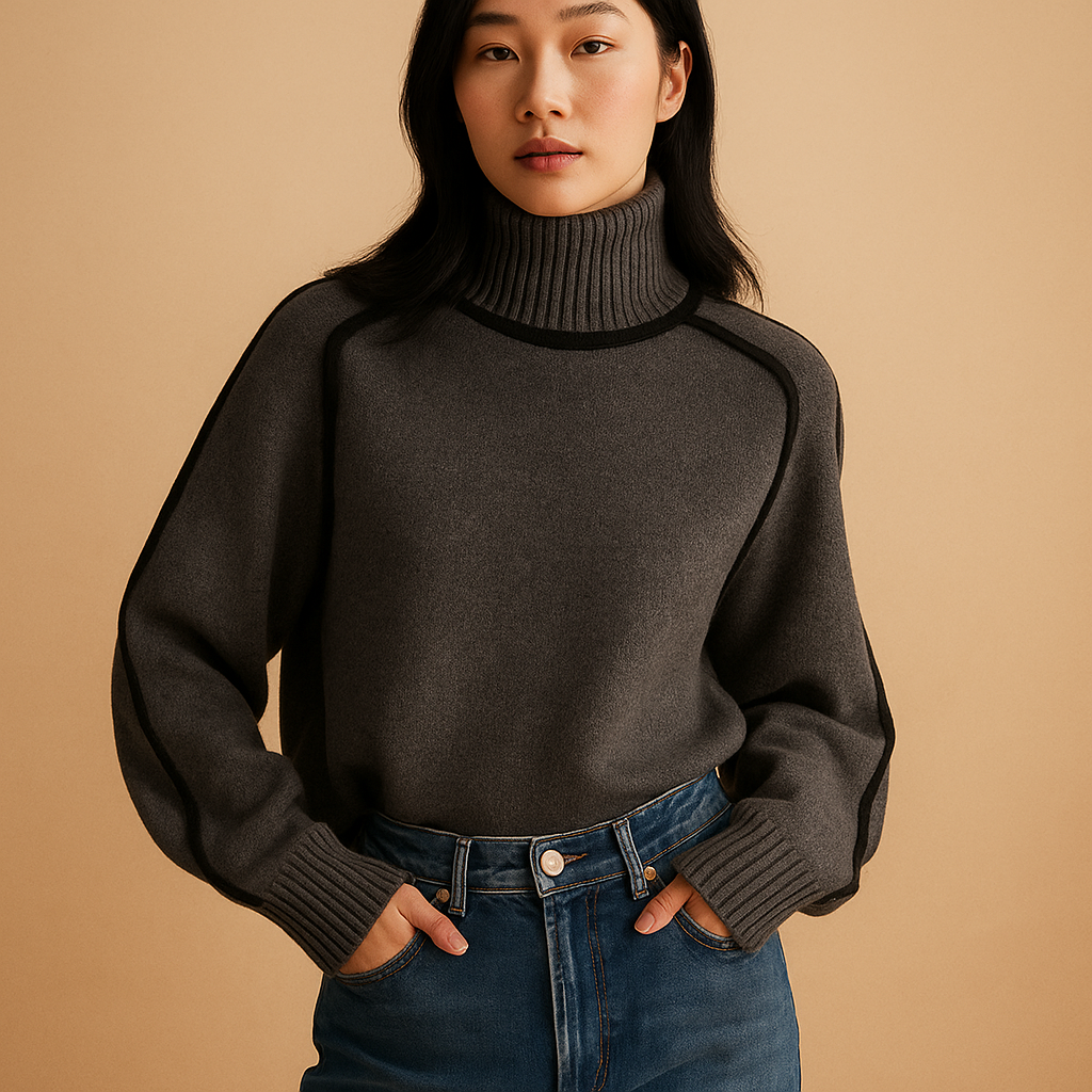 Knit turtleneck sweater for women with tailored fit and soft high collar, perfect for both formal outfits and everyday casual wear.