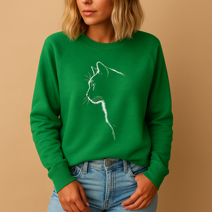 Women’s knitted sweater with playful cat print and relaxed fit, ideal for casual wear, home comfort, or fun everyday outfits.