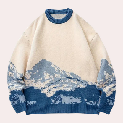 Warm Mens Cable Knit Sweater with Nature Design - Pexav