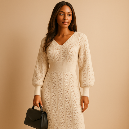 Soft Crew Neck Women's Sweater Dress - Nocini