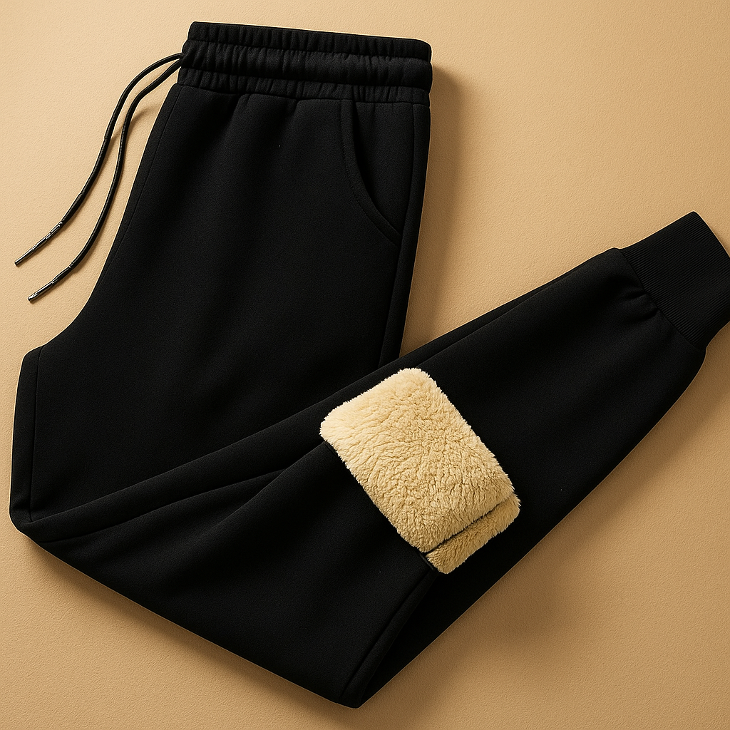 Men’s knitted winter pants with elastic waistband and thick warm fabric, ideal for casual winter wear and cozy lounging at home.