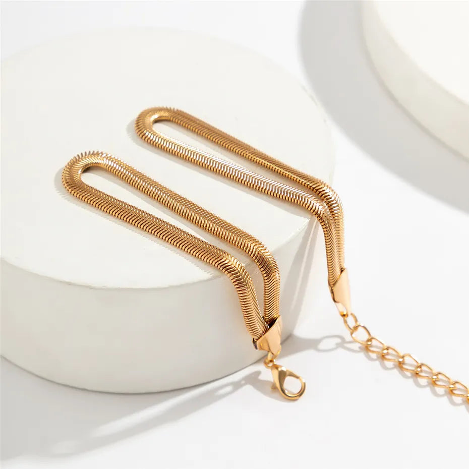 Delicate Knot Chain Open Bangle Bracelet