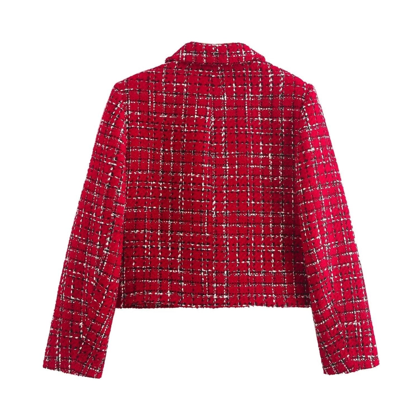Ladies Plaid Jacket with Button Front Closure
