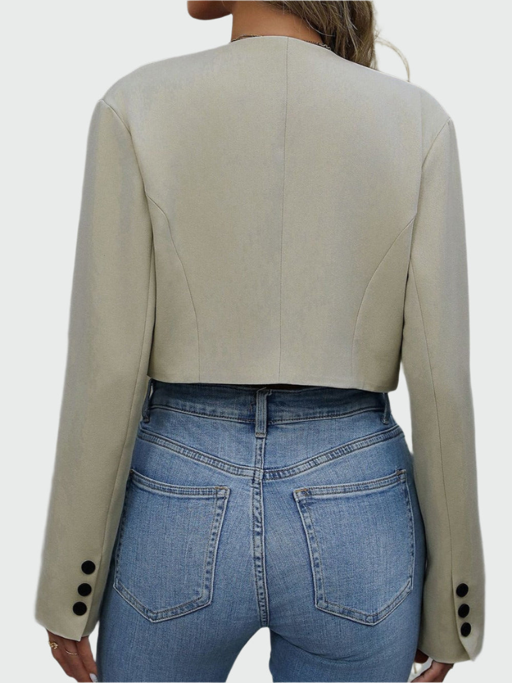 Fashionable Short Women's Jacket with V Neck