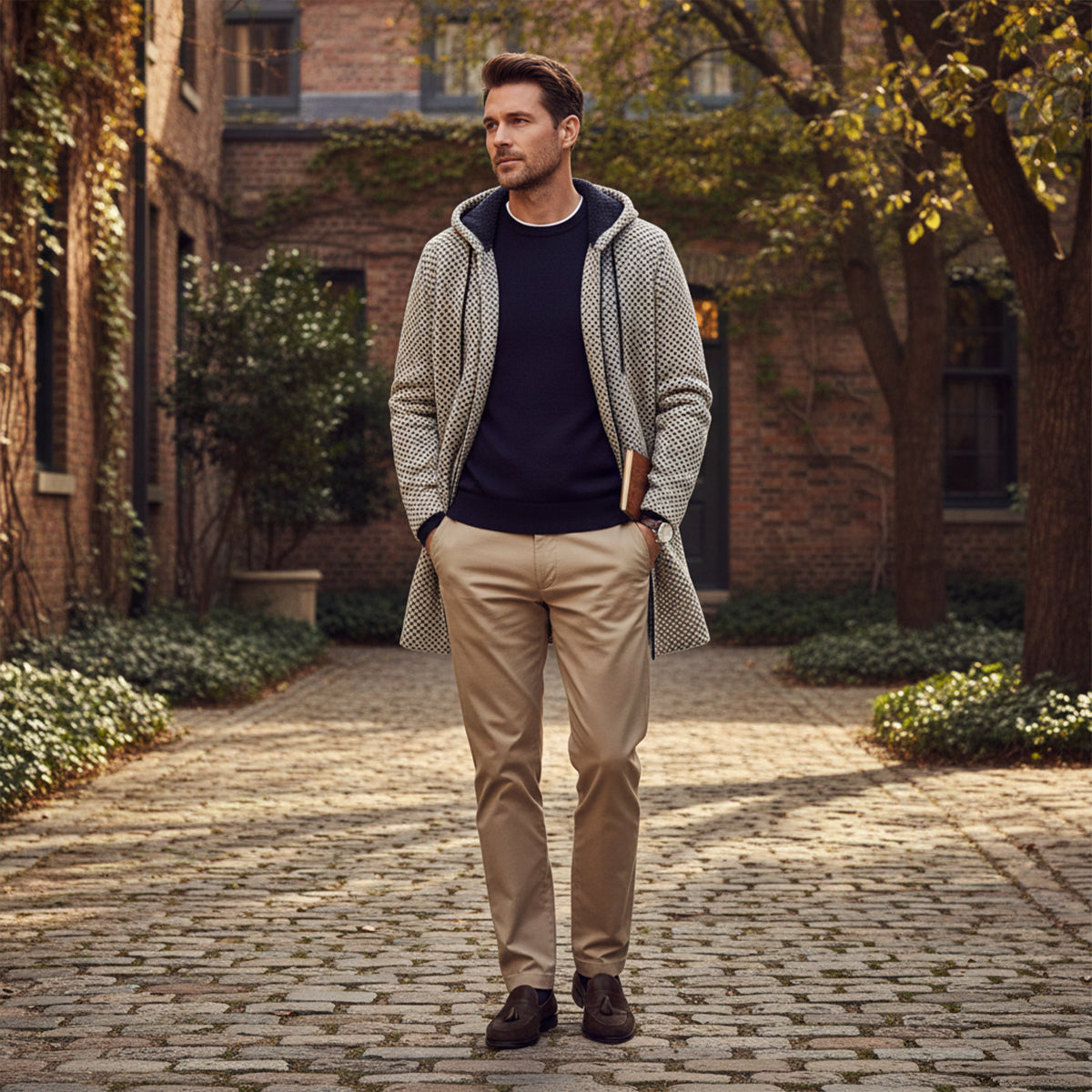 Cozy Oversized Men's Knit Hoodie Jacket