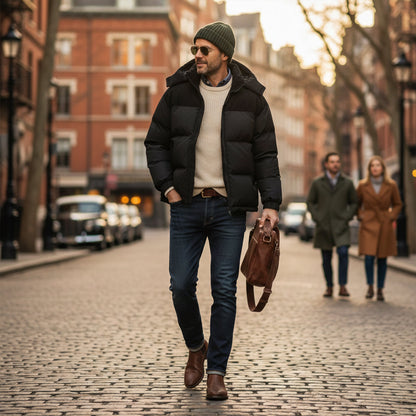 Warm Men's Insulated Puffer Hooded Coat