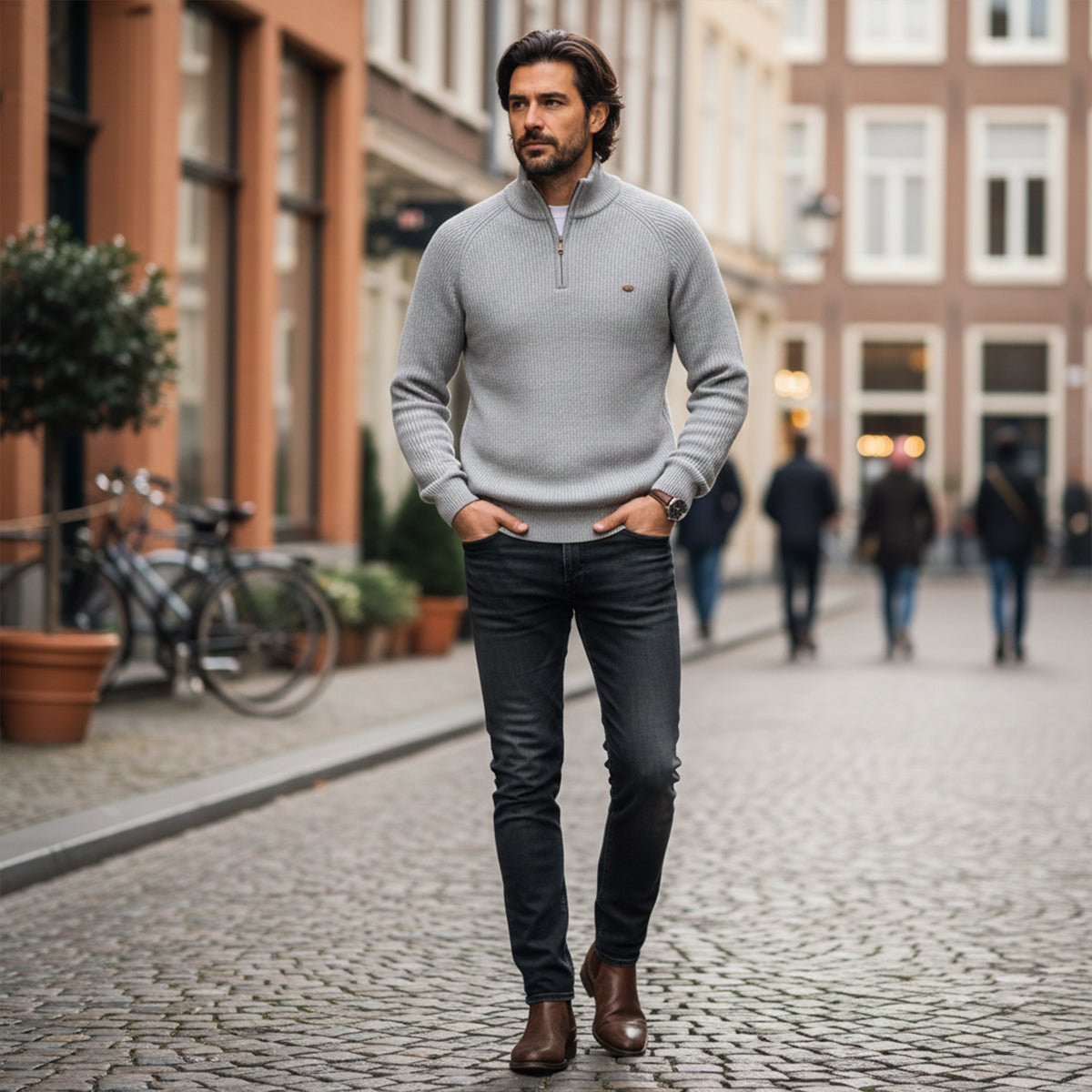 Classic Men's Cotton Quarter Zip Jumper Sweater
