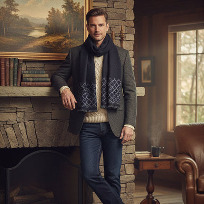 Luxury Black Men's Cashmere Scarf