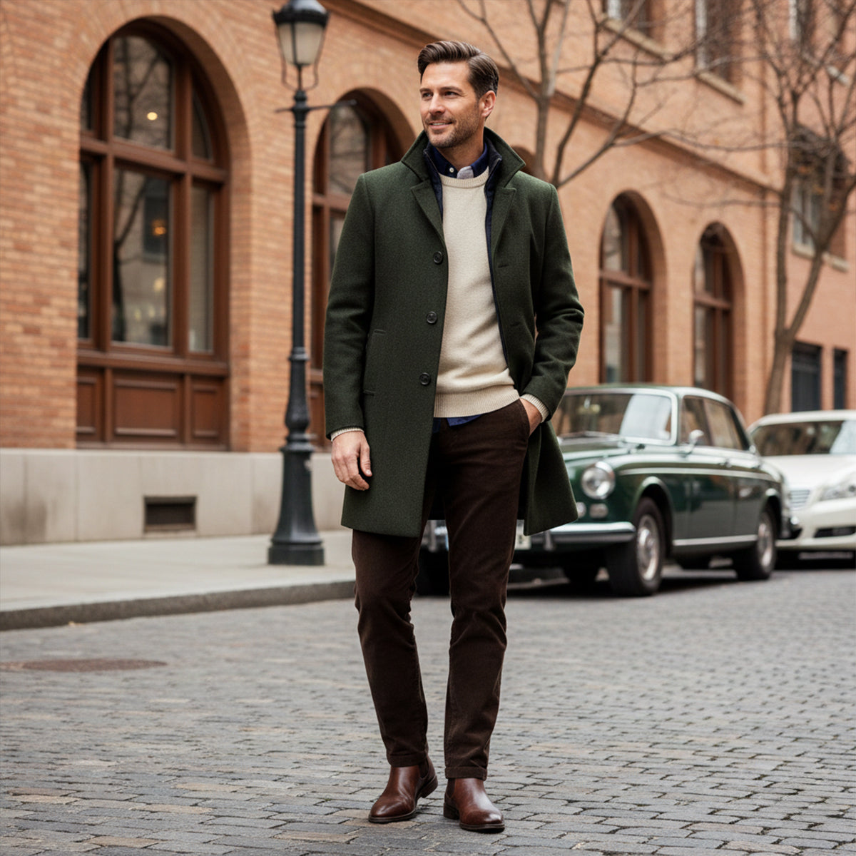 Classic Men's Wool Blend Winter Coat