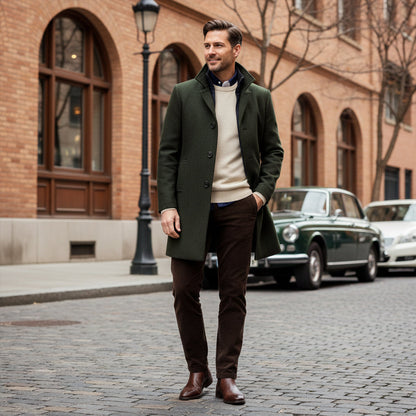 Classic Men's Wool Blend Winter Coat