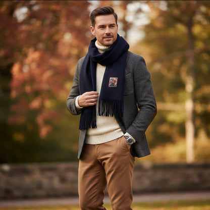 Luxury Men's Black Cashmere Scarf