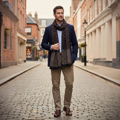 Luxury Men's Burgundy Wool Scarf