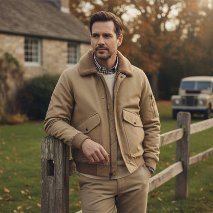 Warm Fleece Lined Mens Bomber Jacket