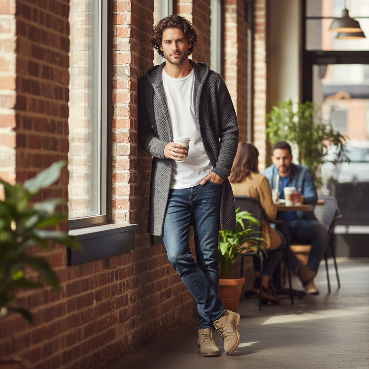 Cozy Oversized Men's Knit Hoodie Jacket